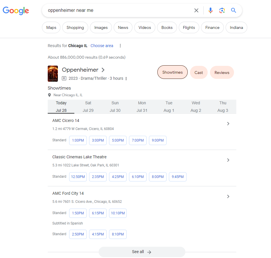 أوقات الأَفلام