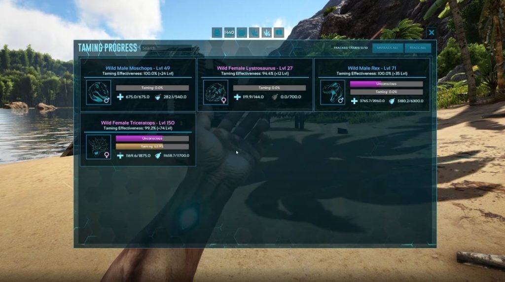 ترويض التقدم في Tame أول لعبة Dino ARK: Survival Evolved
