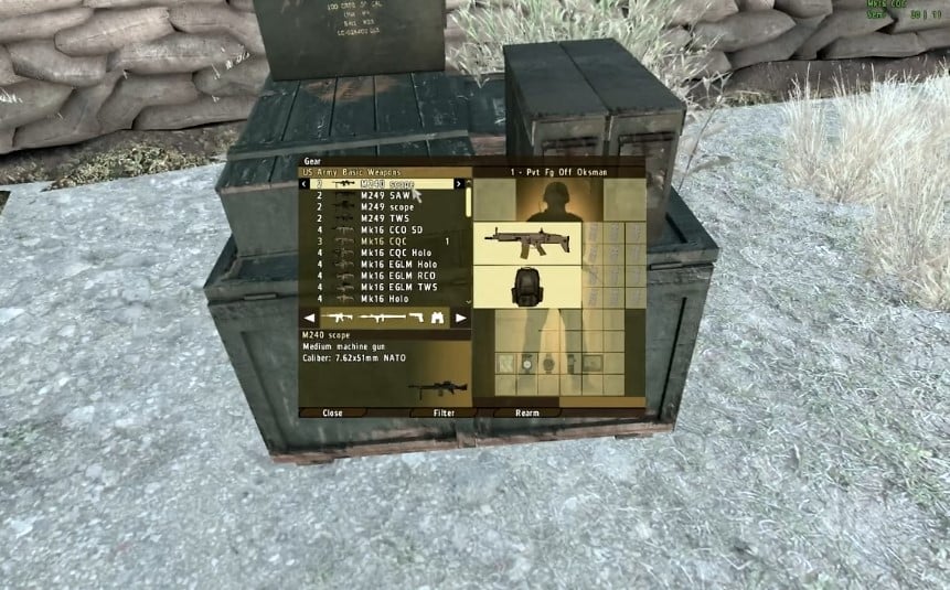 إدارة المعدات في ARMA 2: عملية Arrowhead