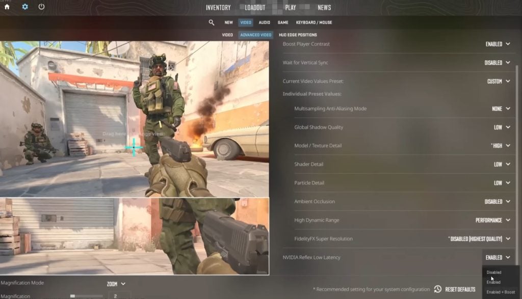 اعدادات فيديو لعبة Counter Strike 2