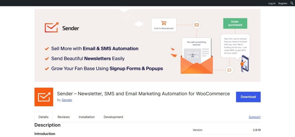 إضافة Sender WordPress المنبثقة
