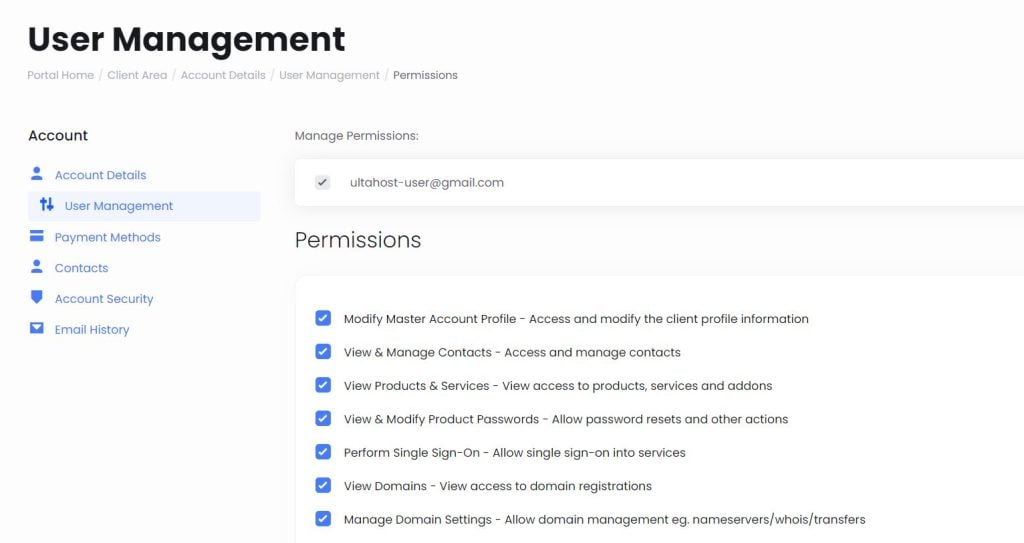 user permissions SunServer