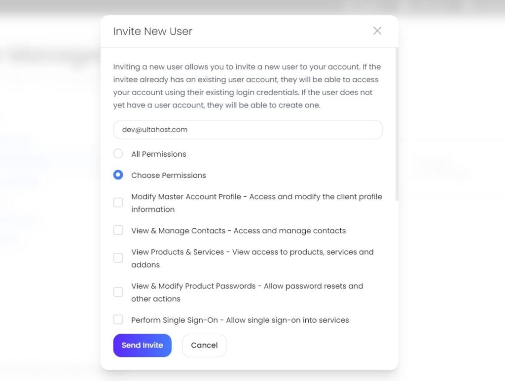 Select Permissions for User