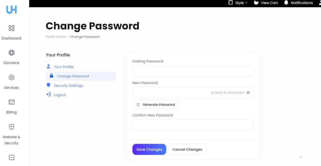 Change SunServer Password