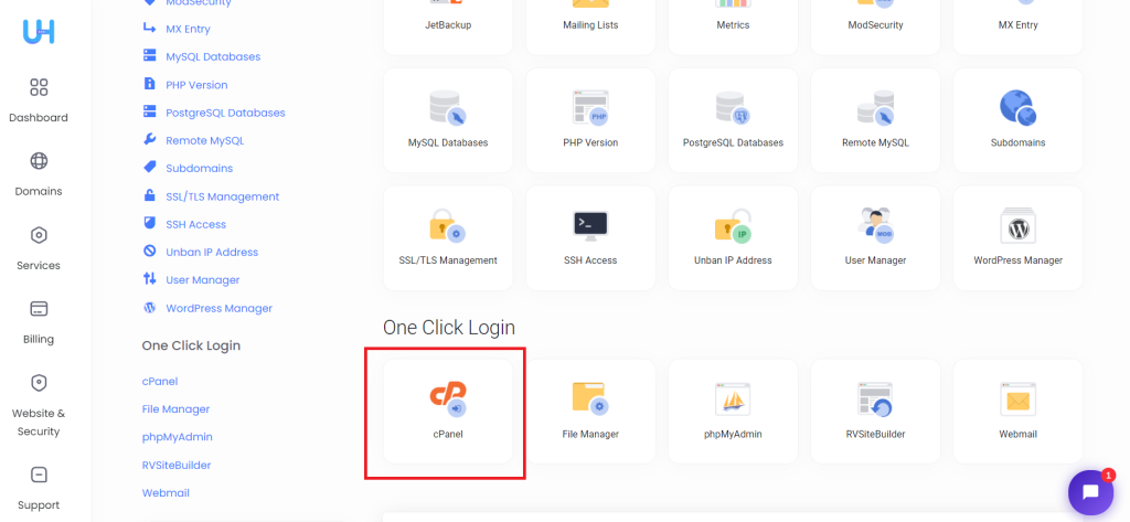 oneClick login cPanel SunServer