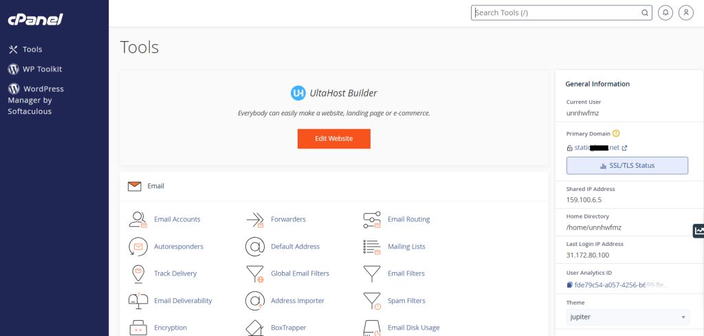 SunServer cPanel account