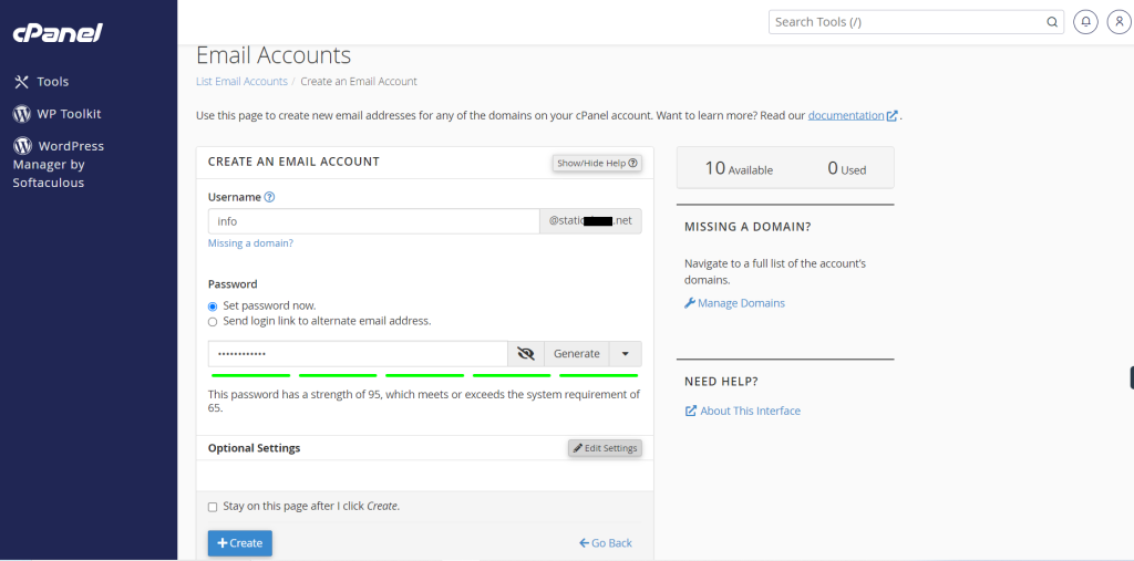 Creating an Email Account