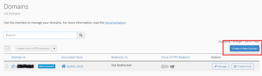 create a new domain