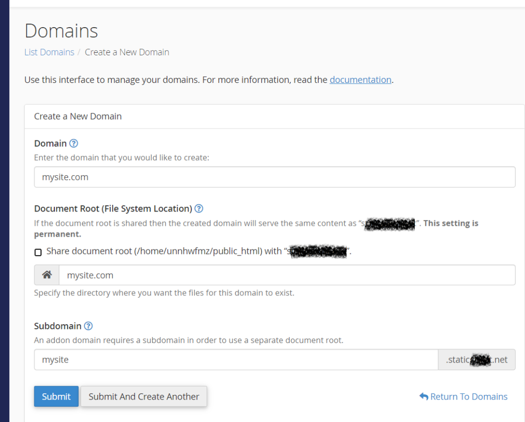 adding domain name