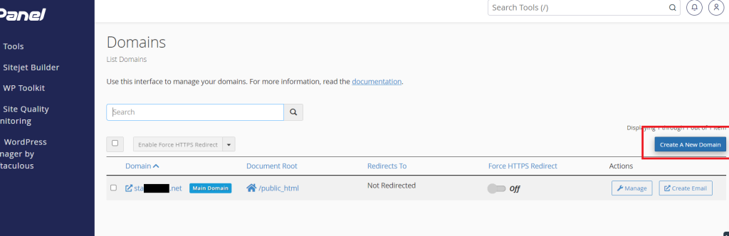 Create a new domain