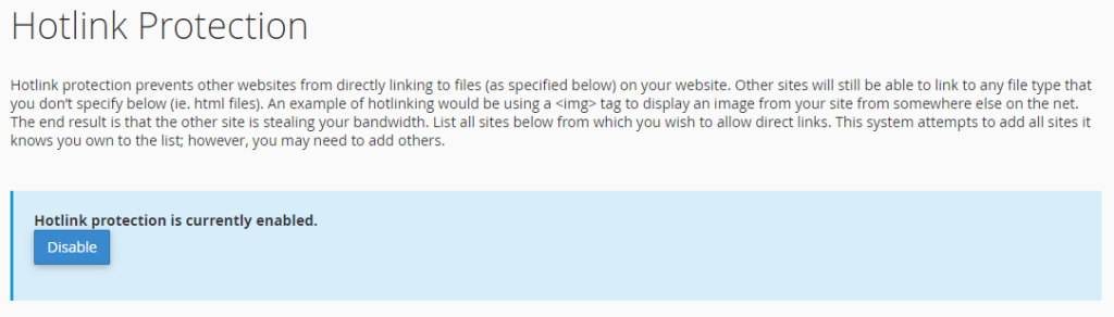 Hotlink Disable