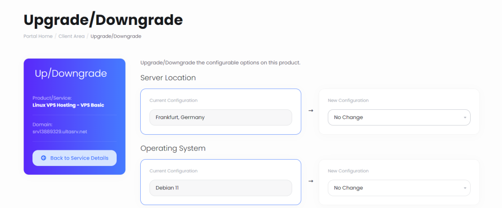Upgrade Downgrade Options