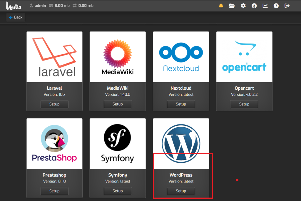wordpress setup