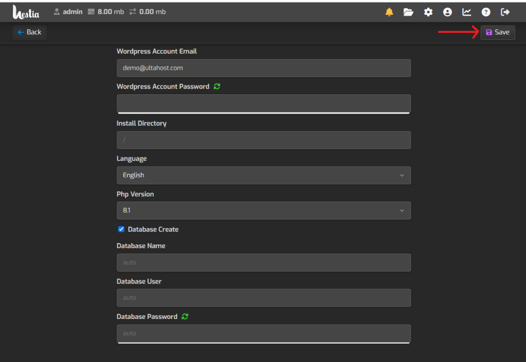 install wp hestia