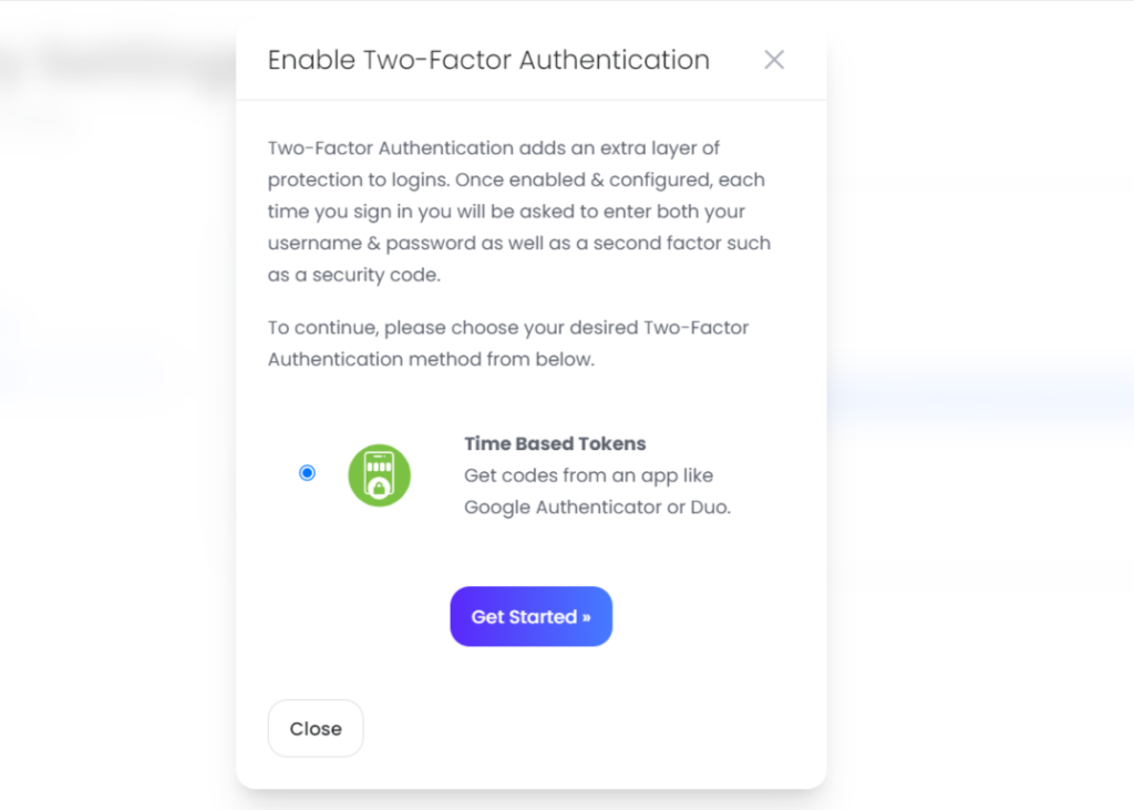 get started 2fa