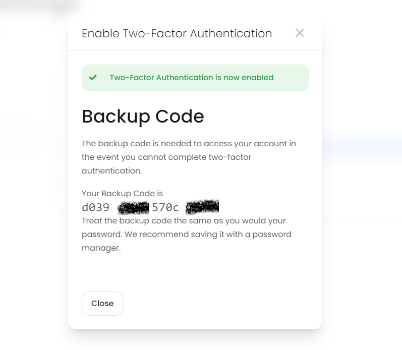 2fa backup code