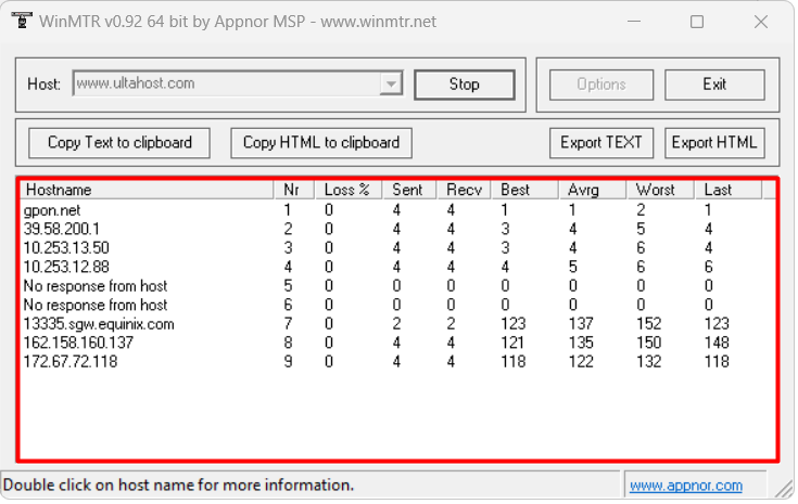 winmtr SunServer